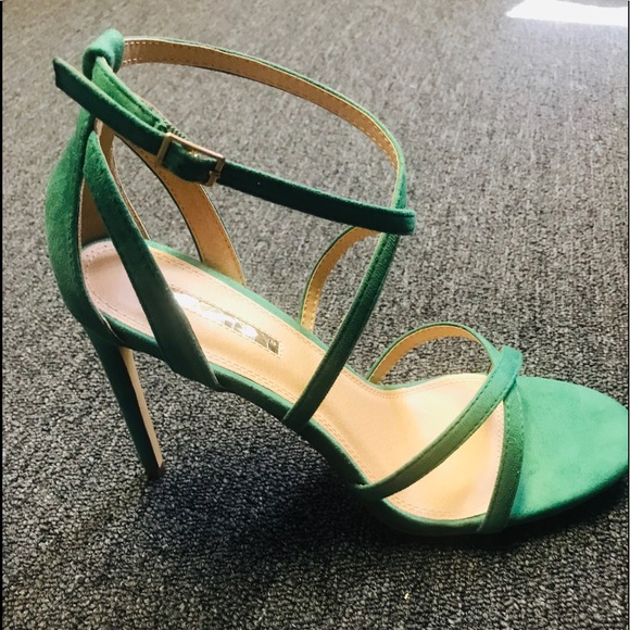 green strappy heels